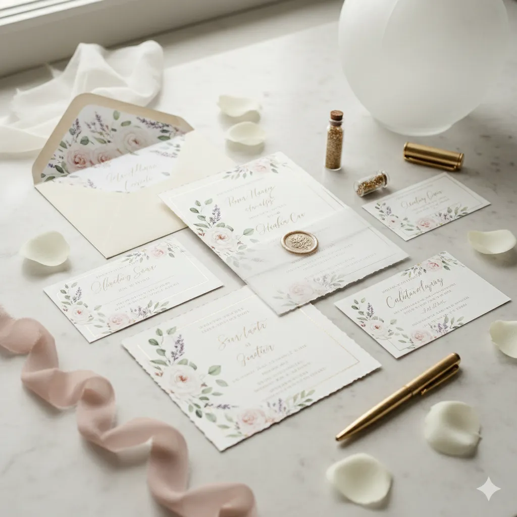 Elegant wedding invitation suite